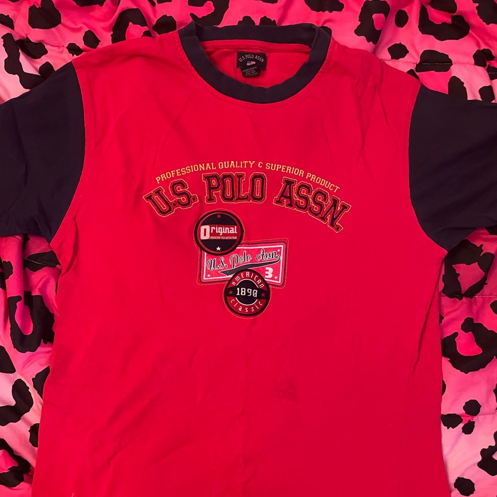 U.S. Polo Assn. Red and Black Short Sleeve Tee